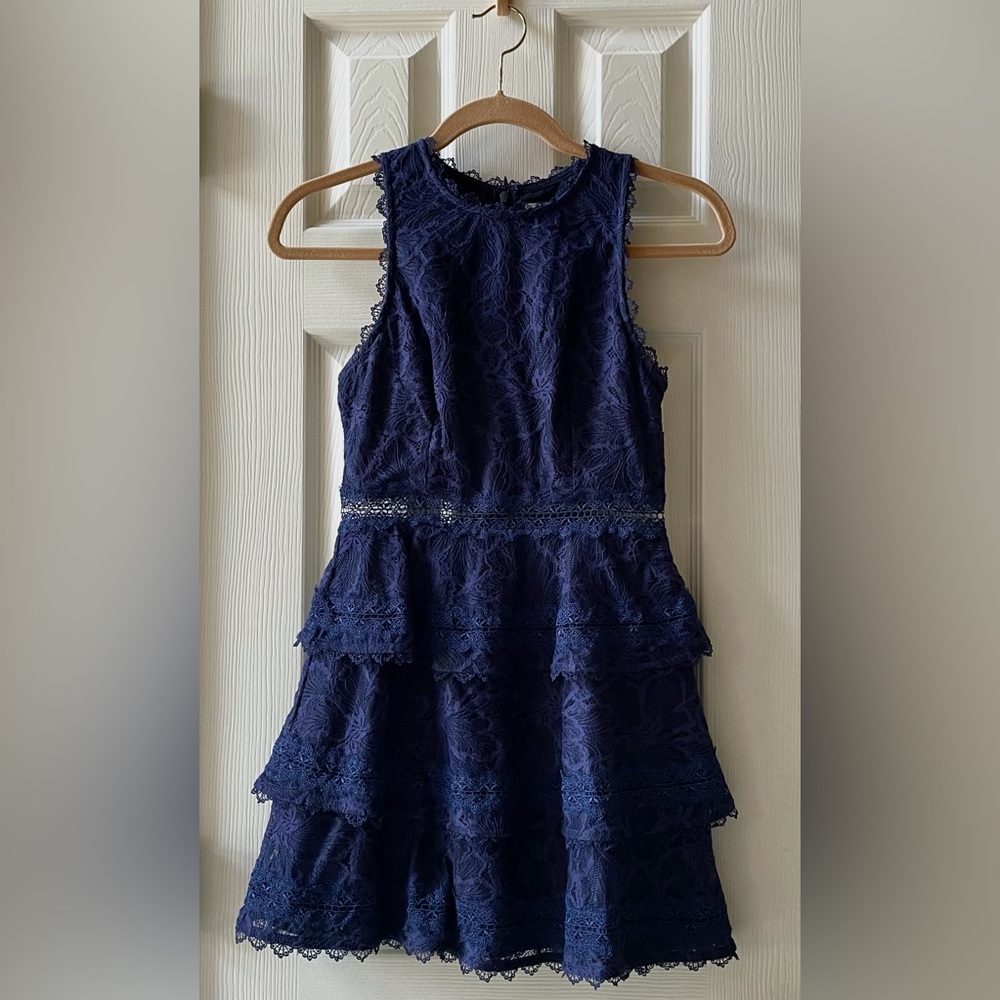 Lovers and Friends Navy Lace Mini Dress